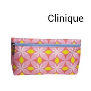 Clinique Makeup Bag Pink Flower Patterned Cosmetic Travel Mulit Bag NWOT